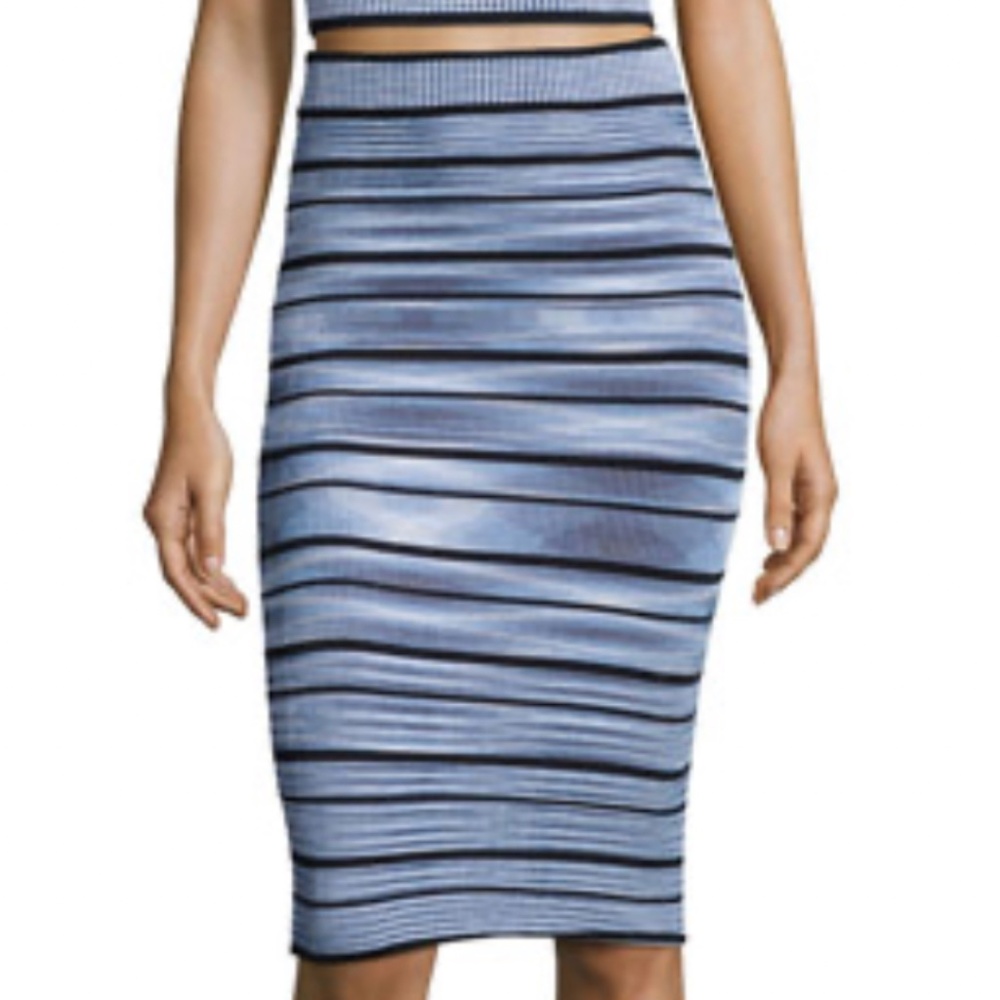 Torn by Ronny Kobo Striped Bandage Skirt